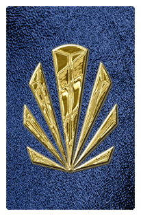 DF35T 602 GD SH BL Gold Sunburst Shimmer Blue Background